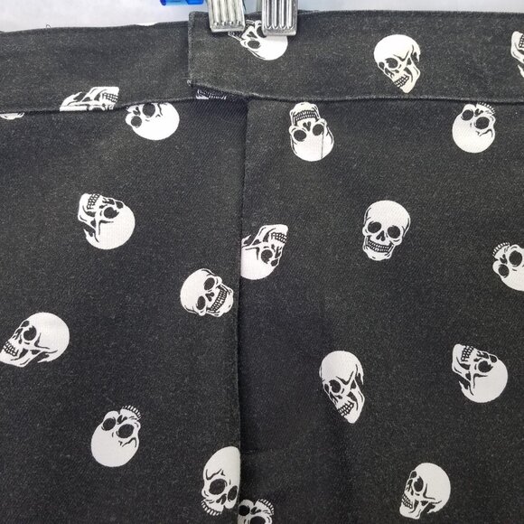 Hot Topic Skull Print Pants Women's 4XL Tapered Leg Charcoal White Ankle Jeans - Picture 4 of 16